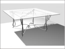 Кованый стол с стеклянной столешницей прямоугольной формы №57