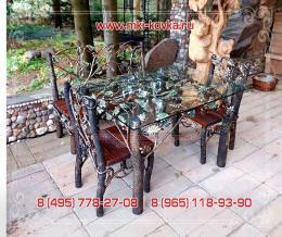 Комплект мебели для сада. Кованый стол, лавочка и 2 стула выполненны в стиле дуба №70, 98 000 руб. Фото 1