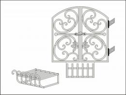 Кованая каминная решетка и дровница №14