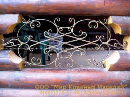 Кованая решетка с рисунком из витых кованых элементов на окно нестандартного размера №52