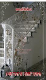 Кованые перила для лестницы в белом цвете №258 фото 1