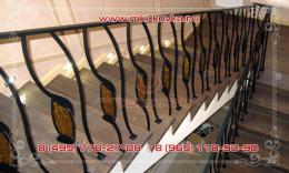 Кованые перила для лестницы с вставками из стекла № 315 фото 1